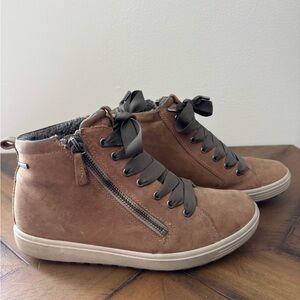 Ecco Brown High-Top Sneakers with Zipper Gore-Tex